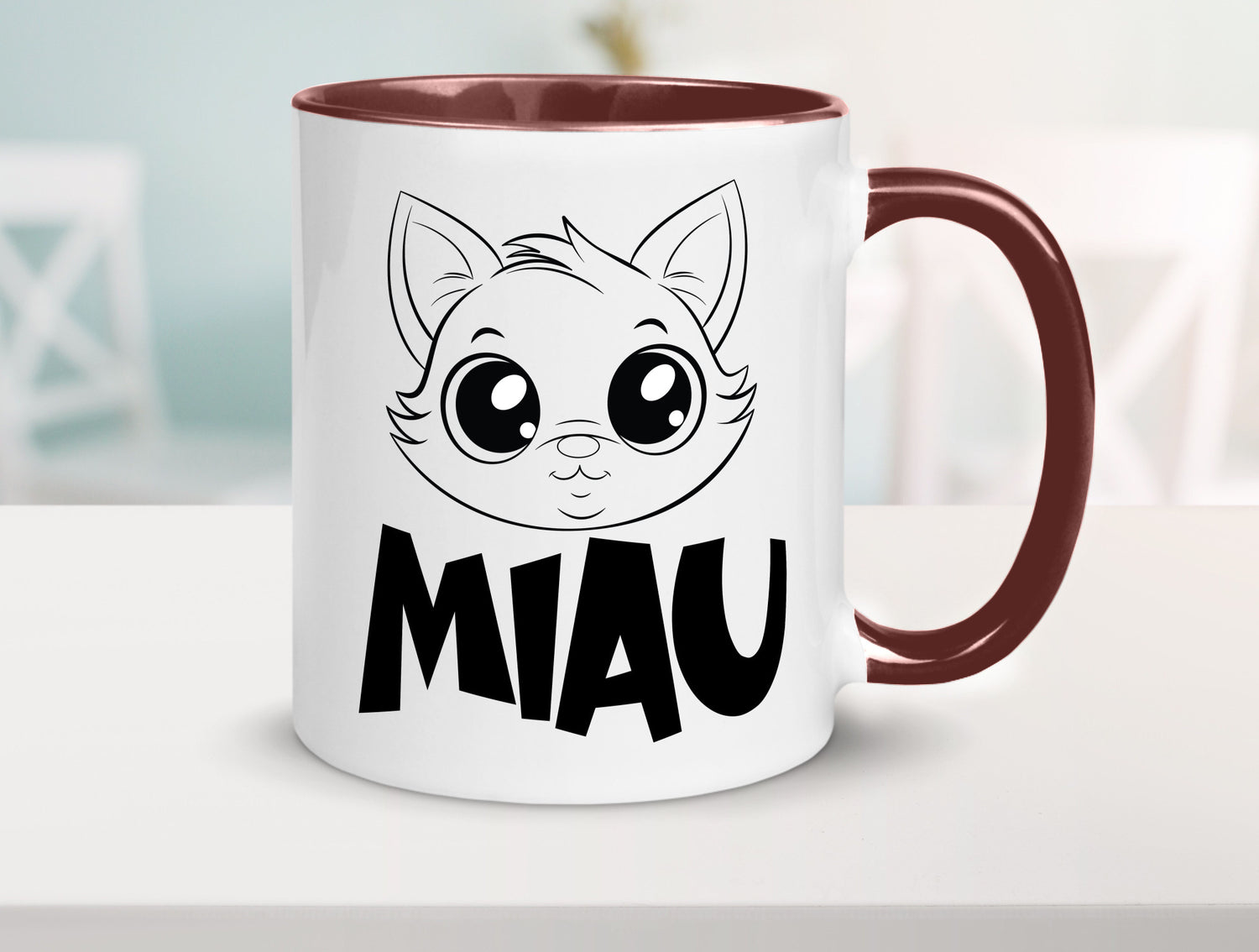 Miau | Katze Geschenkidee Tierliebhaber Humor Tasse