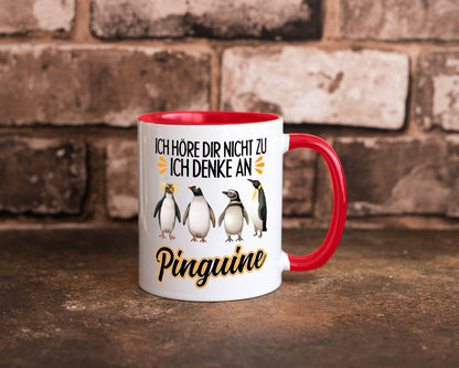 Ich denke an Pinguine Geschenkidee Humor Tasse