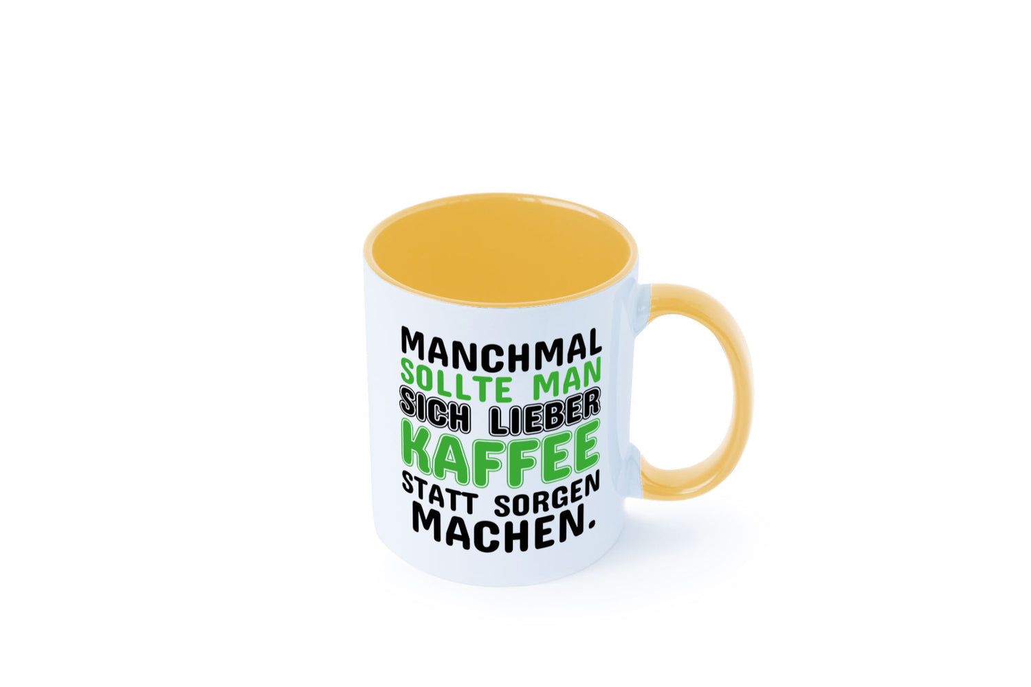 Kaffee statt sorgen lustiger Spruch Geschenk Humor Geschenkidee Tasse