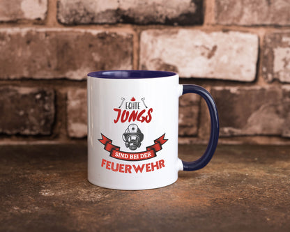 Echte Jungs sind bei der Feuerwehr | Feuerwehrmann lustiger Spruch Geschenk Tasse