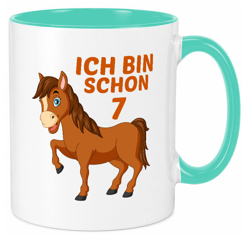 7. Geburtstag | Ich bin schon 7 Pferde Pony Humor Geschenkidee Tasse