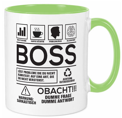 Achtung Probleme Boss | Führungskraft Vorgesetzter lustig Humor Geschenkidee Tasse