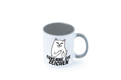 Erkenne die Zeichen | Katze Schatten Mittelfinger Geschenk Tierliebhaber Humor