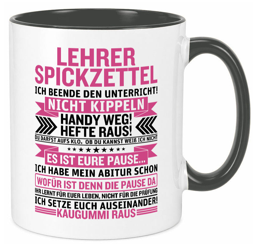Lehrer Spickzettel | Beruf Tasse lustiger Spruch vl1 Geschenk Arbeit Kollegen
