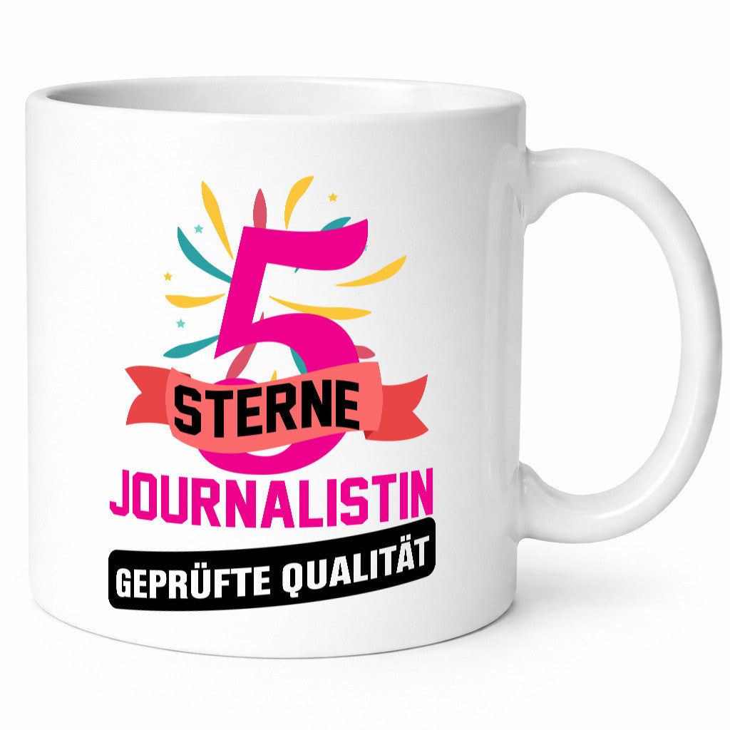 5 Sterne Journalist geprüfte Qualität Humor Geschenkidee Tasse