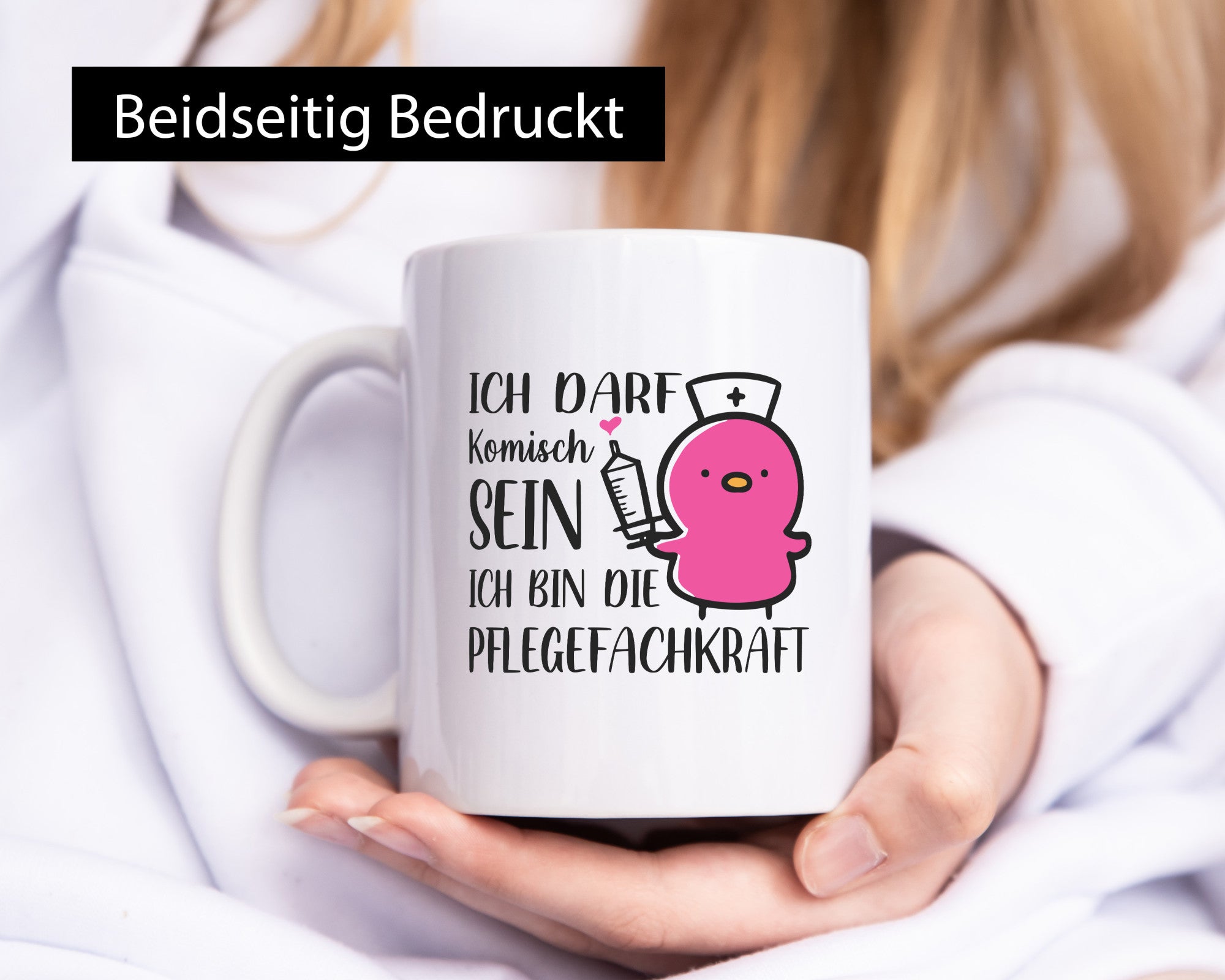 Darf komisch sein, bin Pflegekraft | Küken Spritze lustiger Spruch Geschenk