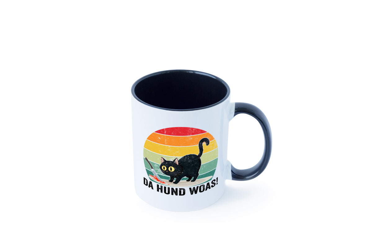 Da Hund woas | Retro Böse Katze mit messer Humor Tierliebhaber Geschenkidee Tasse