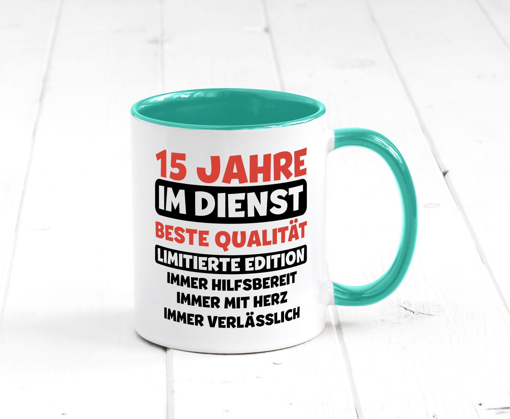 15 Jahre im Dienst | Jubiläum Arbeit v3 lustig Kollegen Büro Geschenk Tasse