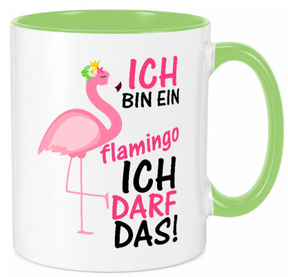 Ich bin ein Flamingo | Tier-Comic lustiger Spruch Blume Geschenk Tierliebhaber Tasse