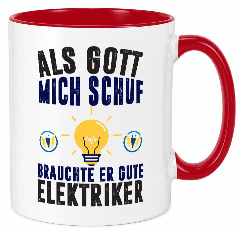 Als mich Gott schuf | Elektriker Arbeit Humor Kollegen Büro Geschenkidee Tasse