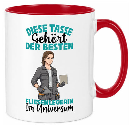 Im Universum: Fliesenlegerin | Fliesenlegen Bau Geschenkidee Humor Tasse