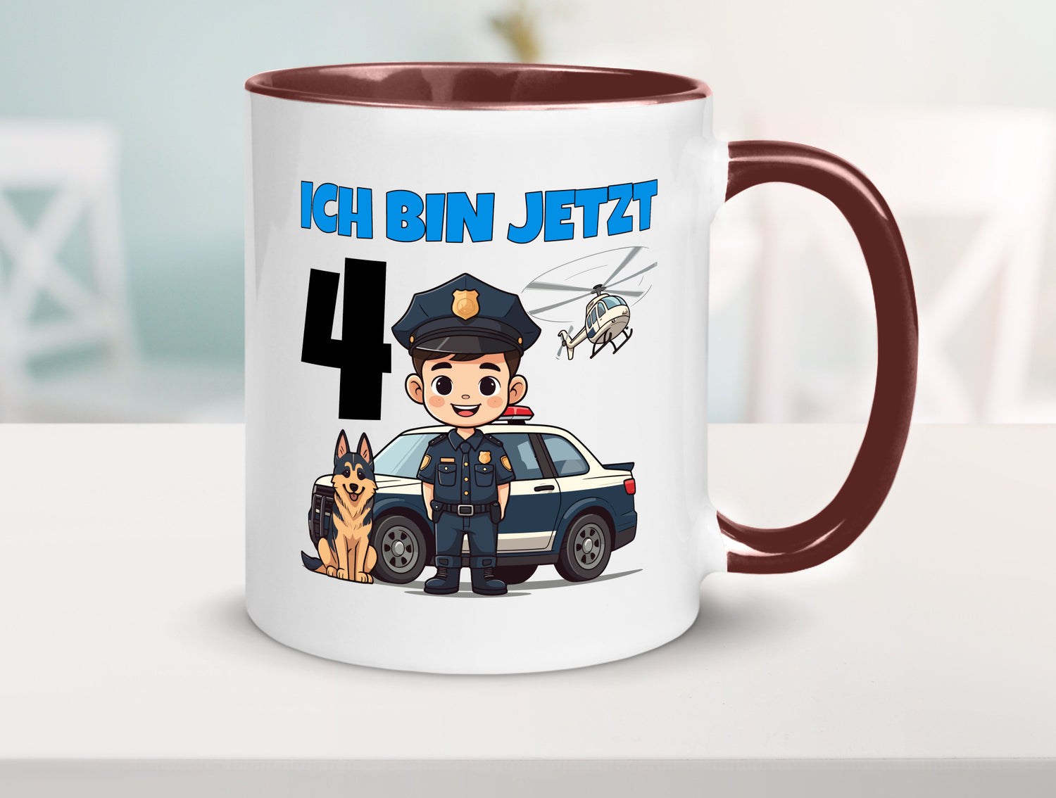 4. Geburtstag | 4 Jahre Polizei Kind Polizeiauto Humor Geschenkidee Tasse