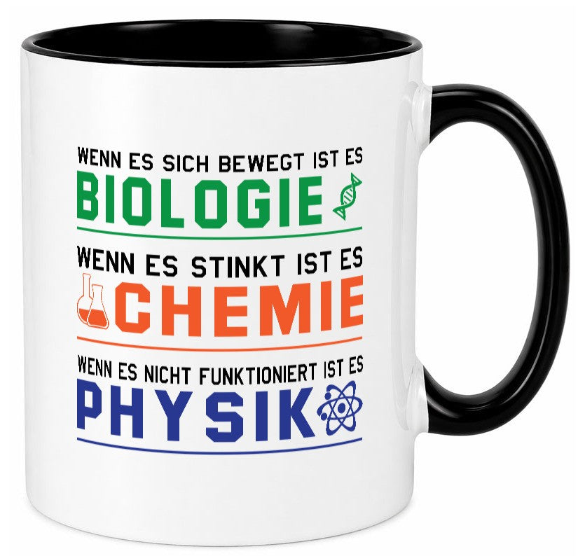Biologie, Chemie, Physik | Reagenzglas lustig Humor Geschenkidee Geschenk Tasse