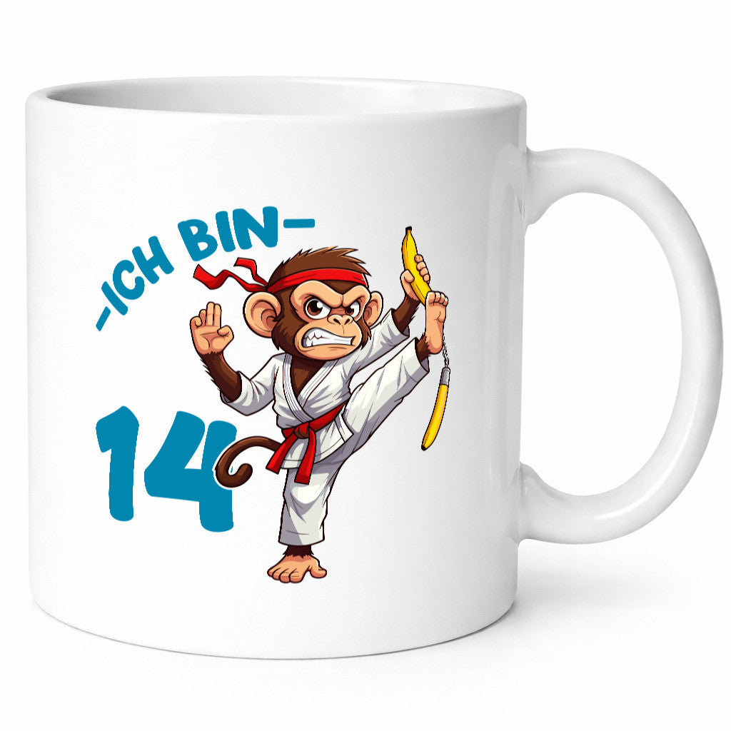 Ich bin 14 | 14. Geburtstag Karate Kampfsport Affe Humor Geschenkidee Tasse
