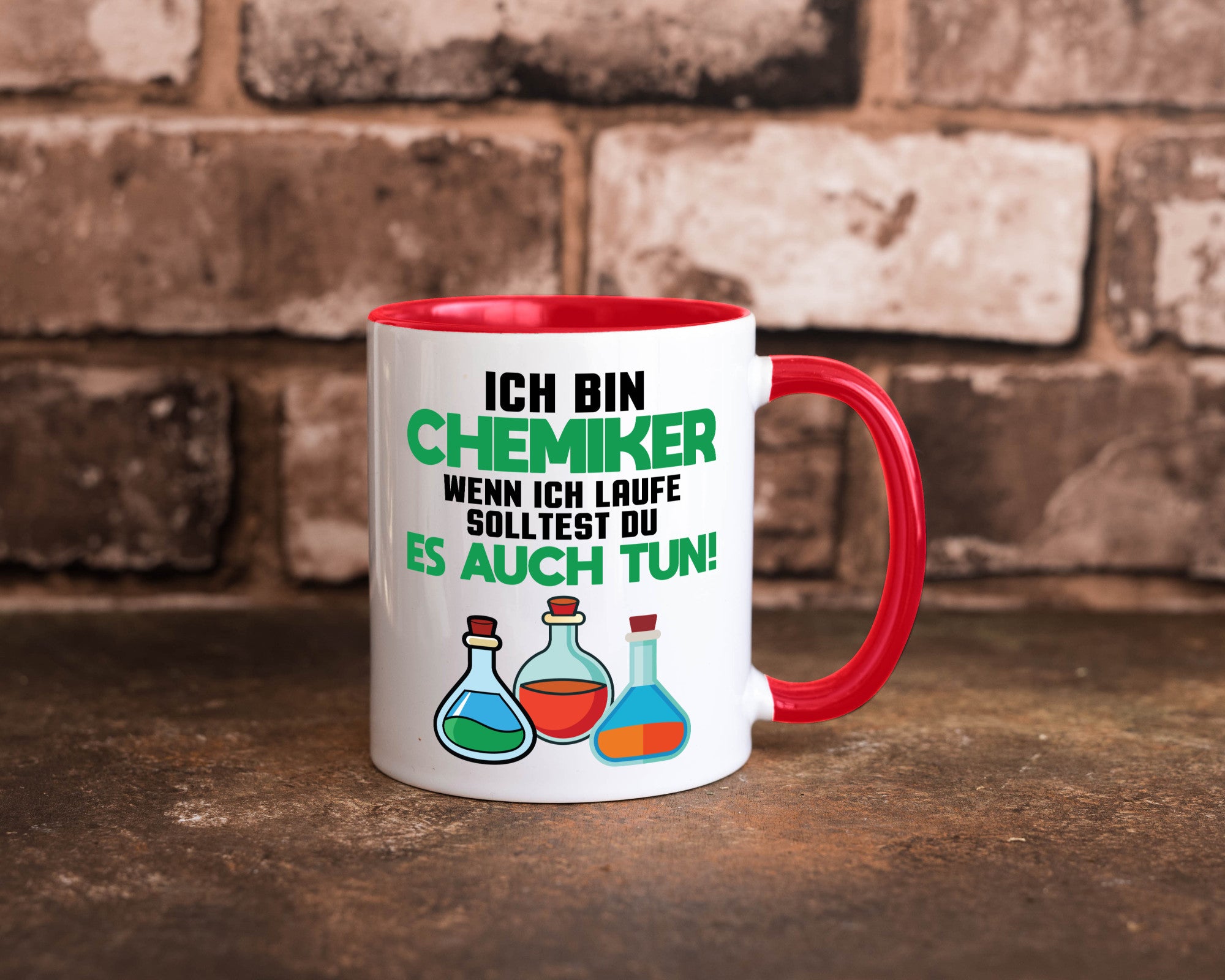 Ich bin chemiker wnen laufe solltest du es auch tun Humor Geschenkidee Tasse