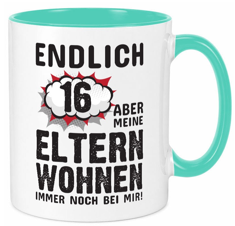Endlich 16 | Geburtstag Tasse lustiges Statement lustiger Spruch Geschenk