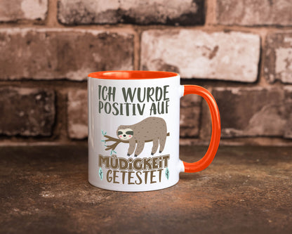 Positiv auf Müde getestet lustiger Spruch Geschenk Humor Geschenkidee Tasse