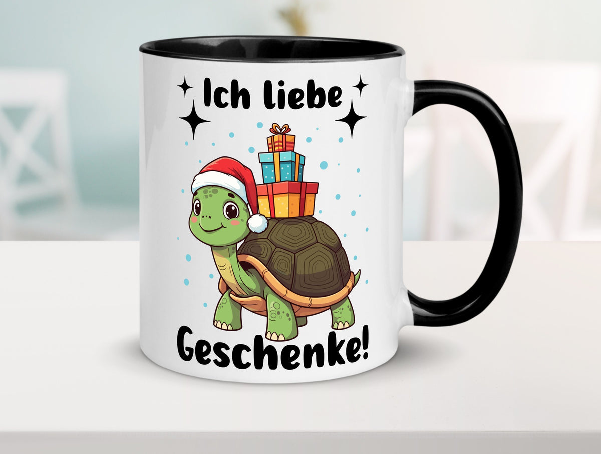 Ich liebe Geschenke | Weihnachtsschildkröte Geschenk Humor Geschenkidee Tasse