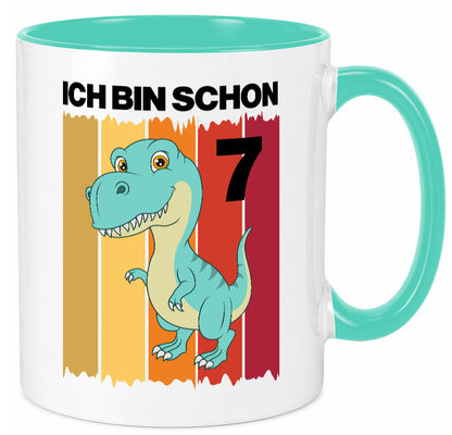 7. Geburtstag | 7 Jahre Dinosaurier lustiger Spruch Geschenk Geschenkidee Tasse