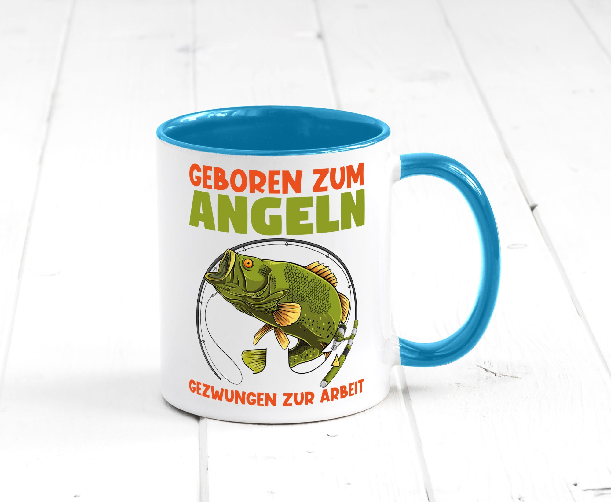Geboren zum Angeln | Angler Tasse Fischer Spruch Humor Geschenkidee
