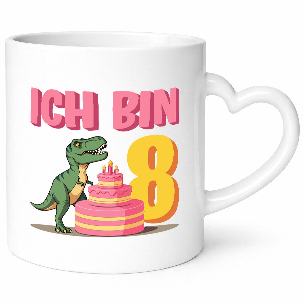 8. Geburtstag | Jahre Dinosaurier mit Kuchen Geschenkidee Humor Tasse