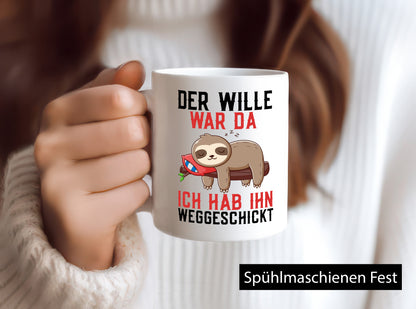 Der Wille war da | Faultier Arbeit Kollegen Comic Humor Büro Geschenkidee Tasse