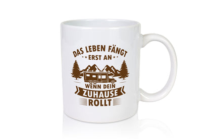 Life Begins | Home Motorhome Gift Idea Humor Mug