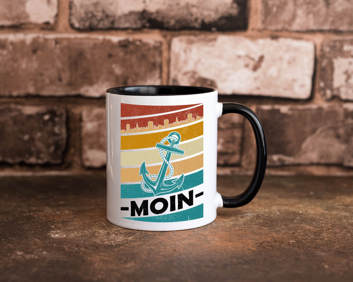 Moin | Kapitän Hafen Anker See Meer Segeln v2 Geschenk Humor Geschenkidee Tasse