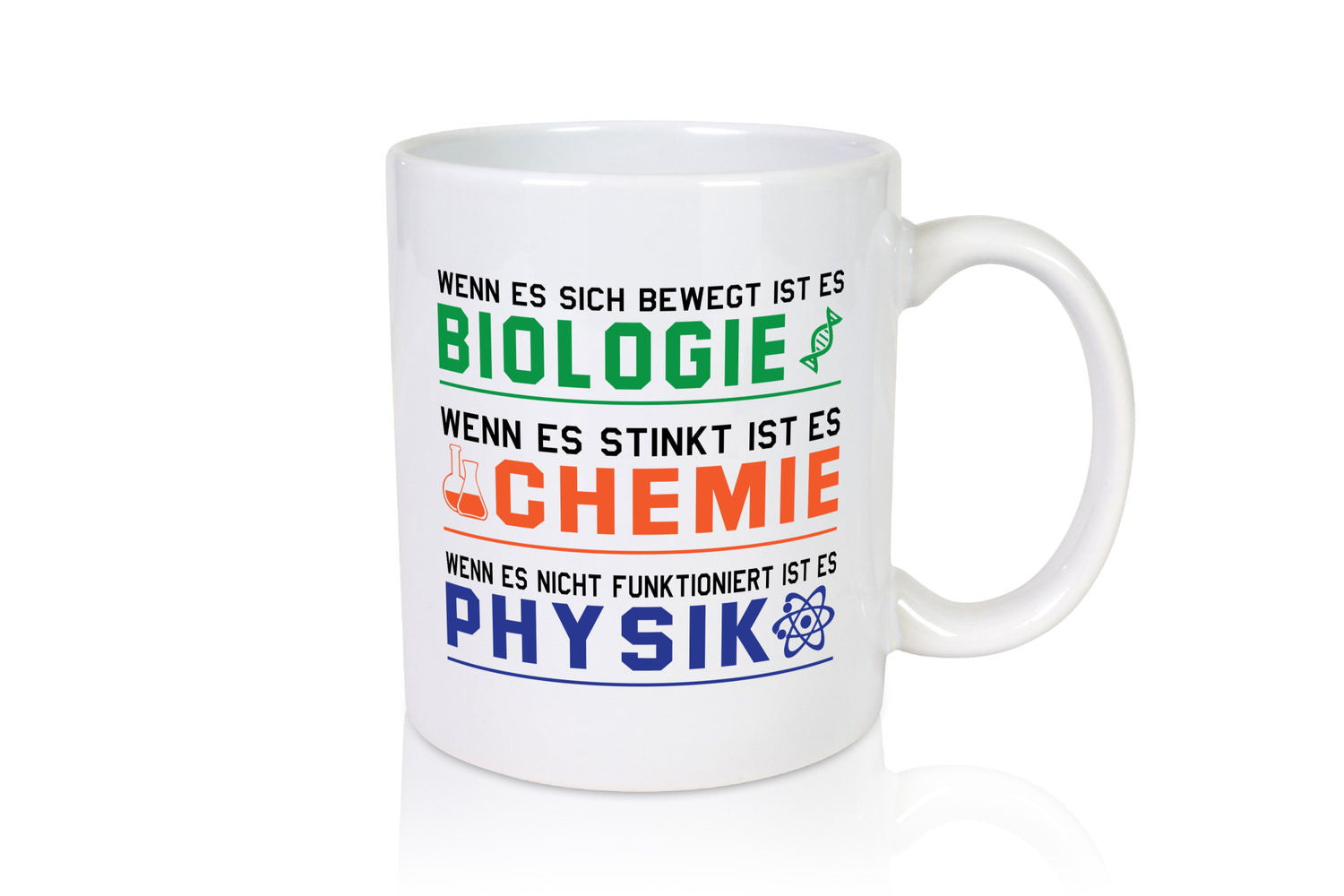 Biologie, Chemie, Physik | Reagenzglas lustig Humor Geschenkidee Geschenk Tasse