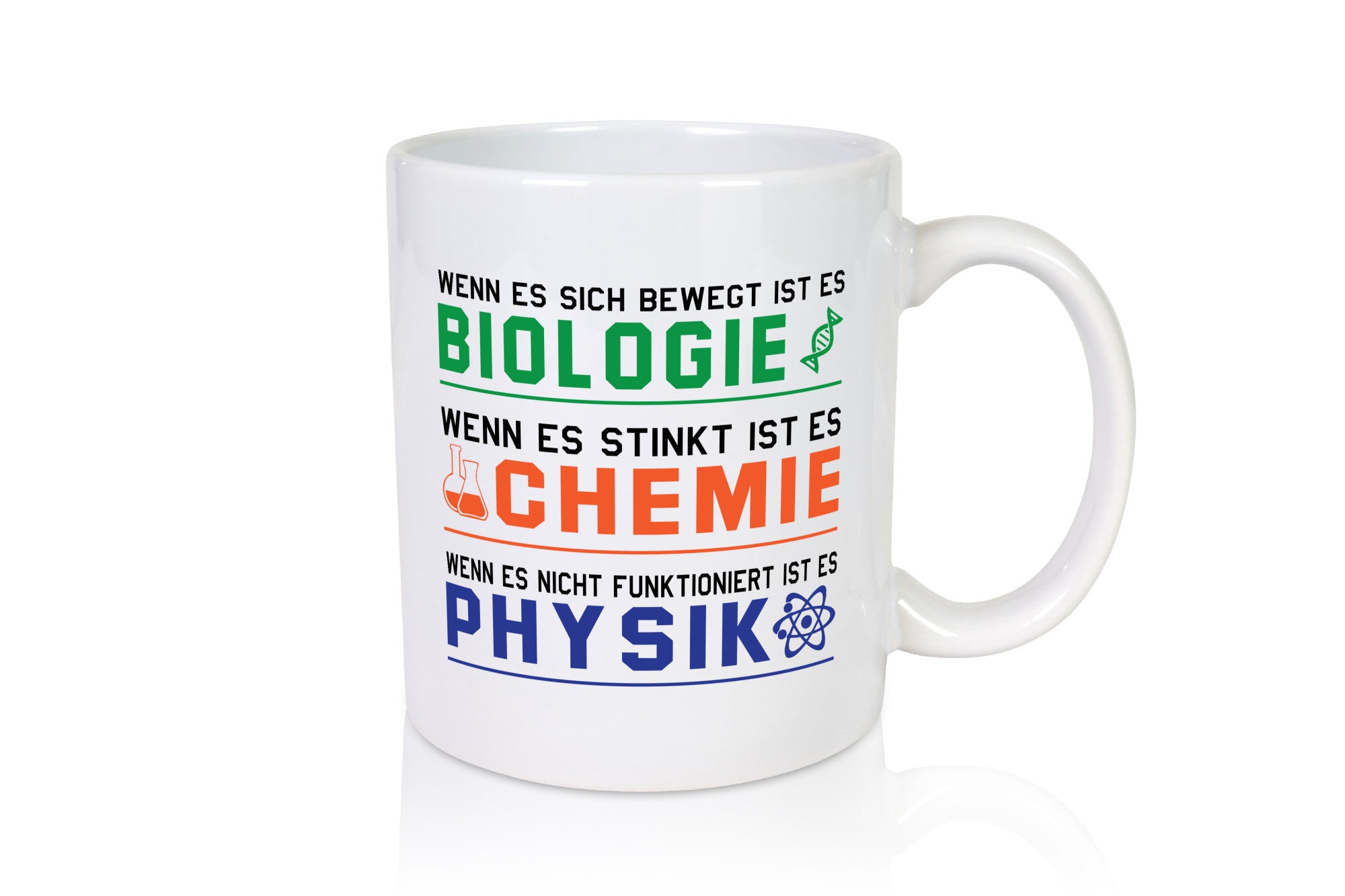 Biologie, Chemie, Physik | Reagenzglas lustig Humor Geschenkidee Geschenk Tasse
