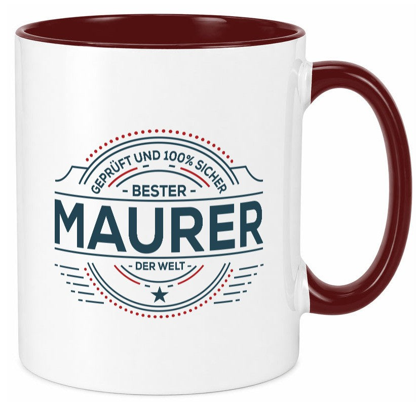 Geprüft und sicher: Maurer | Bau Handwerker Geschenk Humor Geschenkidee Tasse