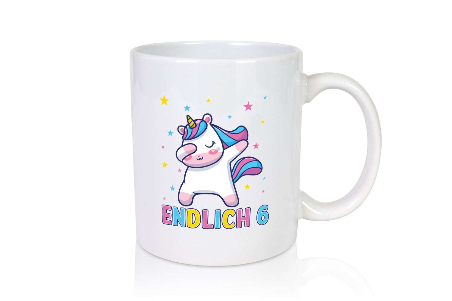 Endlich 6 | Einhorn Sterne lustiger Spruch Geschenk Humor Geschenkidee Tasse
