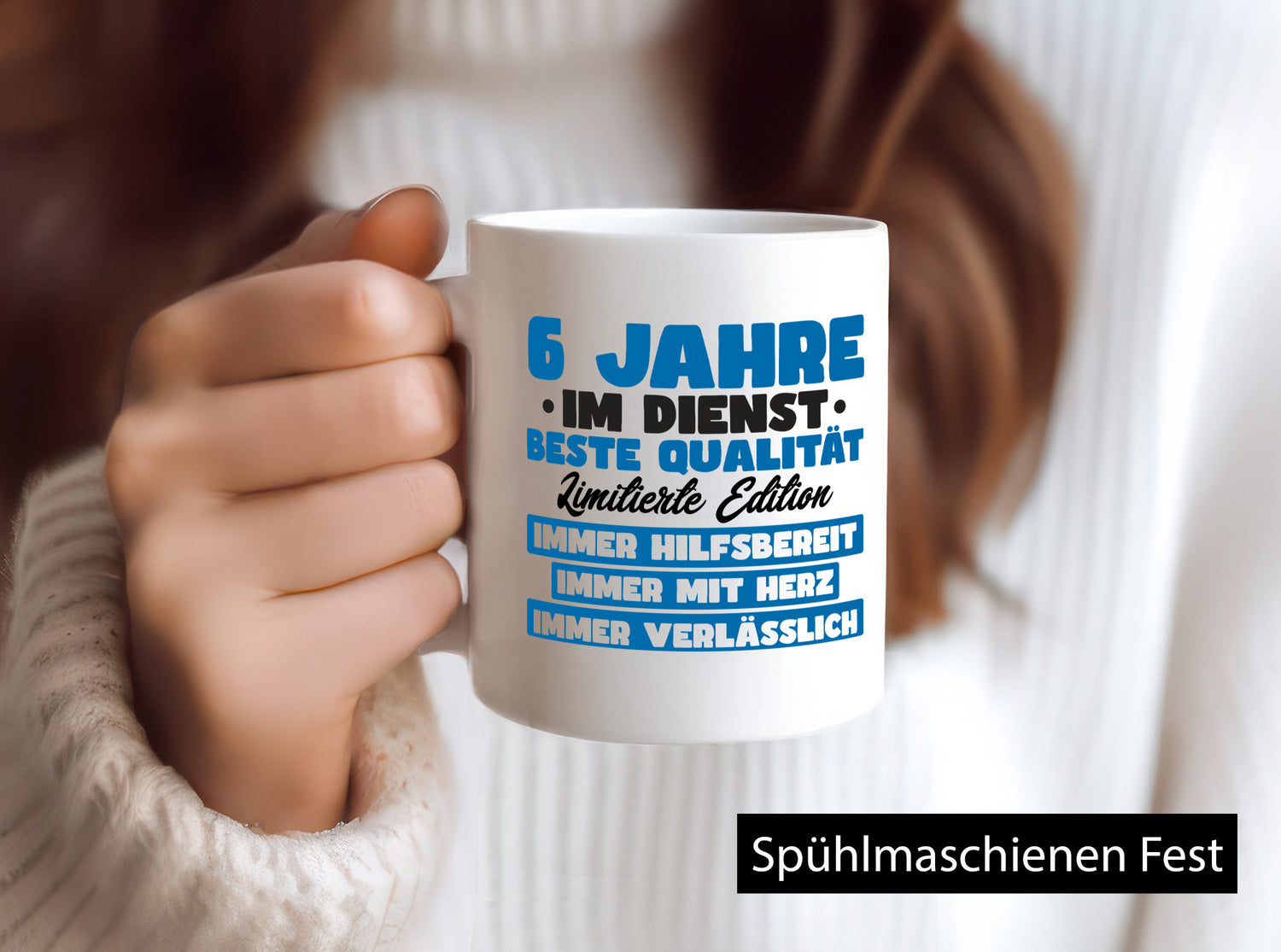 6 Jahre im Dienst | Jubiläum Arbeit v7 lustig Kollegen Büro Geschenk Tasse