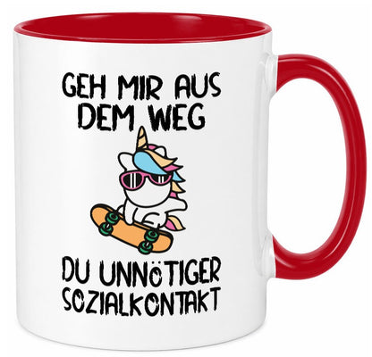 Aus dem Weg, Sozialkontakt | Einhorn Skateboard Geschenk Humor Geschenkidee Tasse