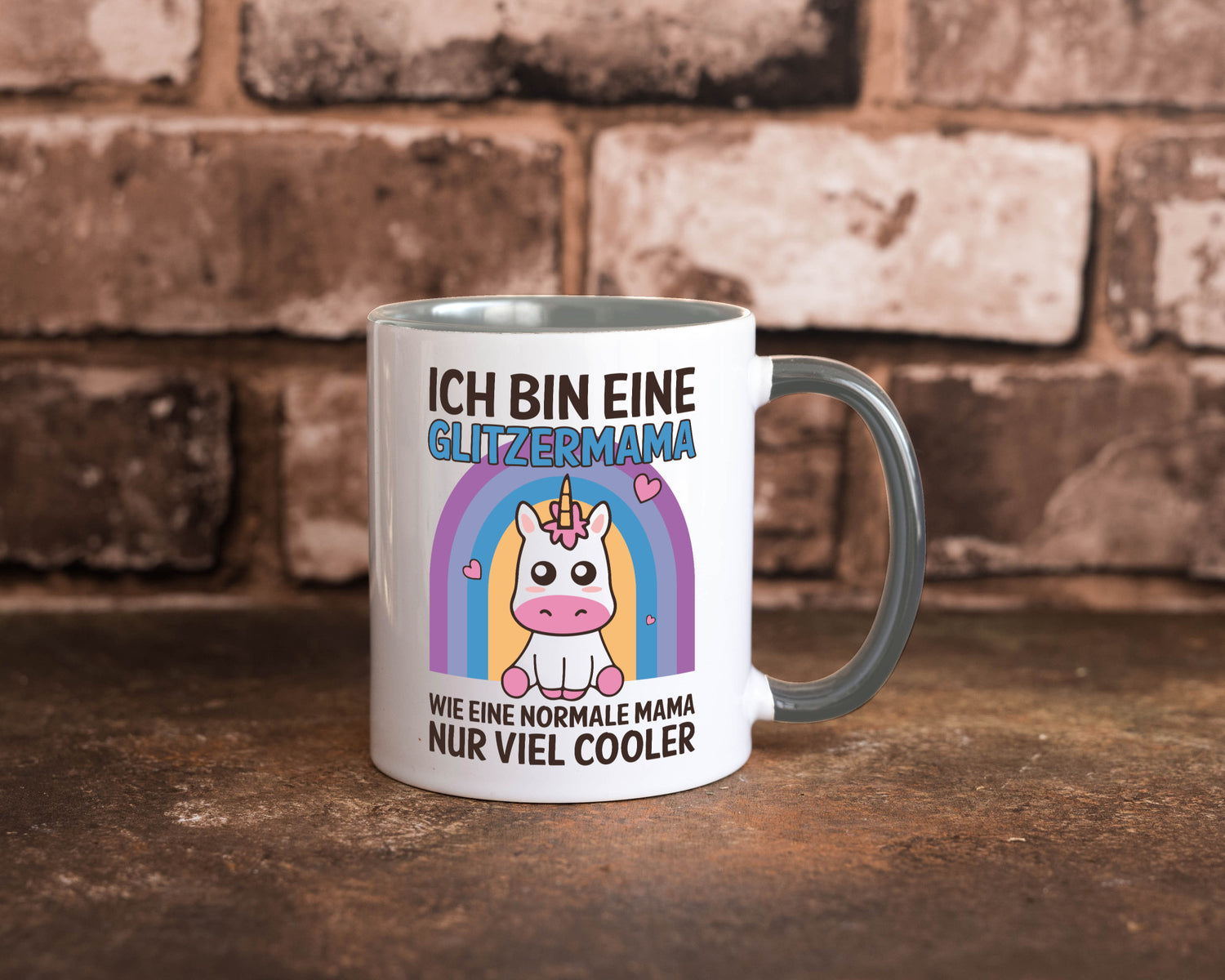 Glitzermama, wie normal, nur cooler | Einhorn Geschenkidee Familie Humor Tasse