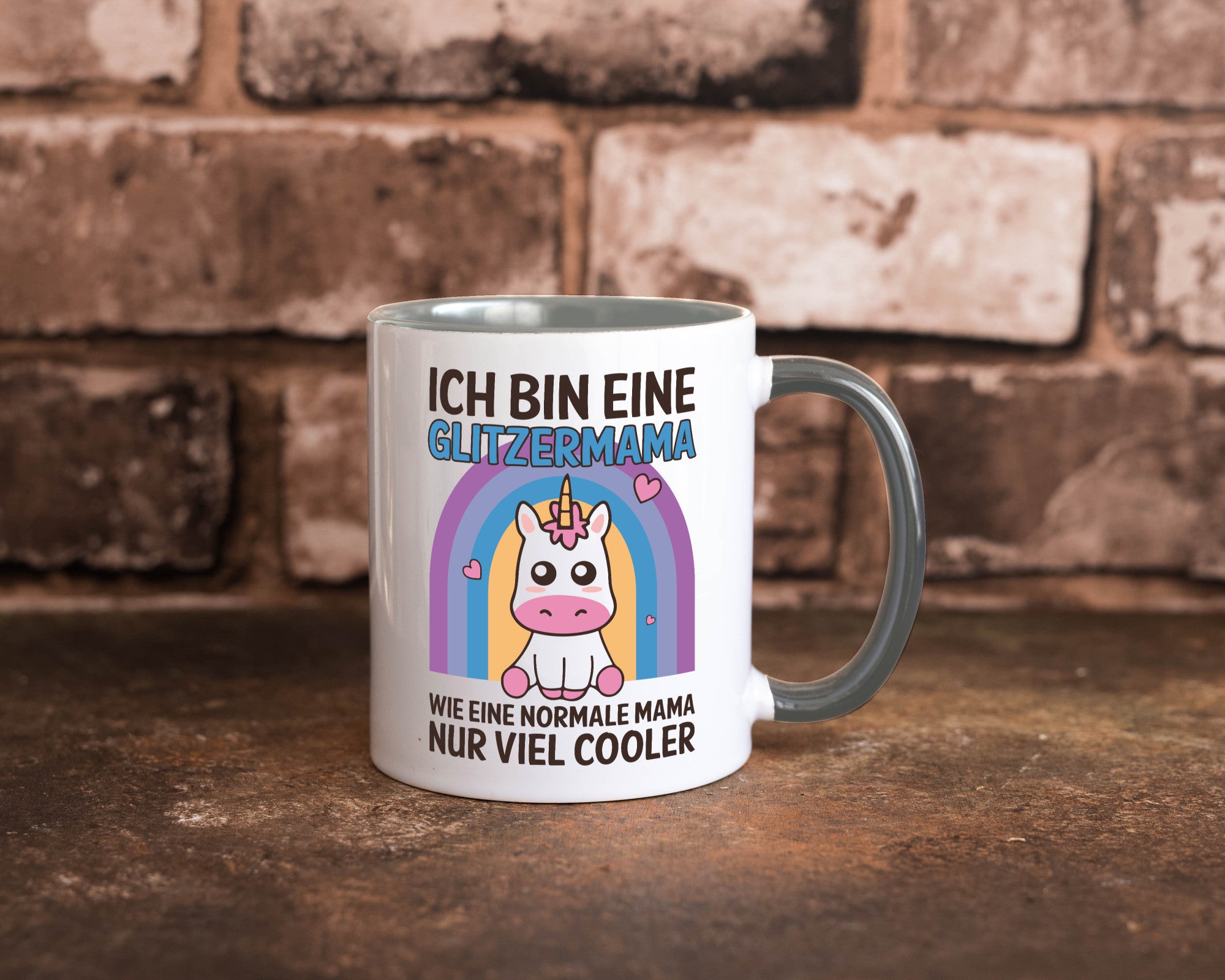 Glitzermama, wie normal, nur cooler | Einhorn Geschenkidee Familie Humor Tasse