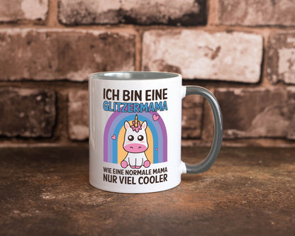 Glitzermama, wie normal, nur cooler | Einhorn Geschenkidee Familie Humor Tasse
