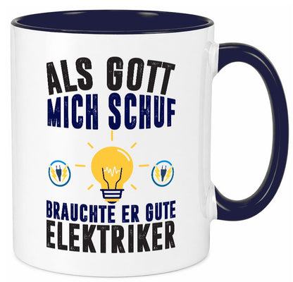 Als mich Gott schuf | Elektriker Arbeit Humor Kollegen Büro Geschenkidee Tasse
