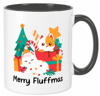 Merry Fluffmas | Weihnachten Katzen weihnachtskatzen lustiger Spruch Geschenk Tasse