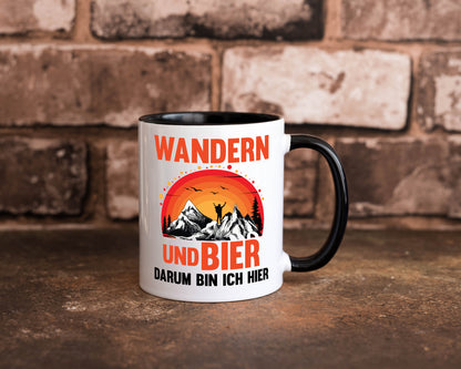 Wandern und Bier darum bin ich hier | lustiger Spruch Geschenk Humor