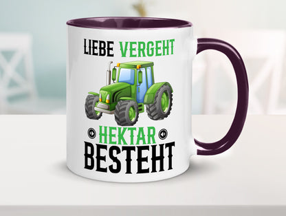 Liebe vergeht Hektar besteht | Traktor Bauer landwirt Humor Geschenkidee Tasse