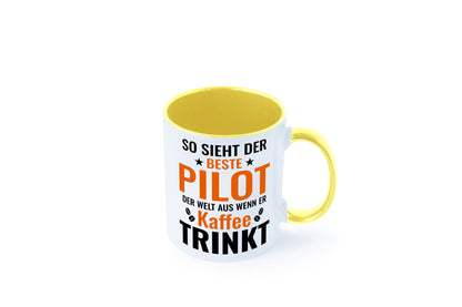 Kaffee trinkt: Pilot | Flugzeug Piloten lustiger Spruch Geschenk Humor