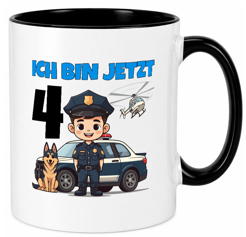4. Geburtstag | 4 Jahre Polizei Kind Polizeiauto Humor Geschenkidee Tasse