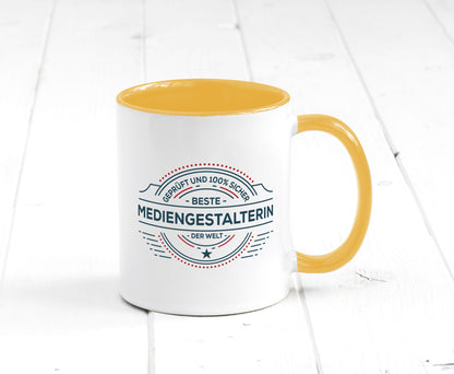 Geprüft und sicher: Mediengestalterin | Medien lustiger Spruch Geschenk Humor