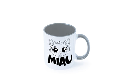 Miau | Katze Geschenkidee Tierliebhaber Humor Tasse