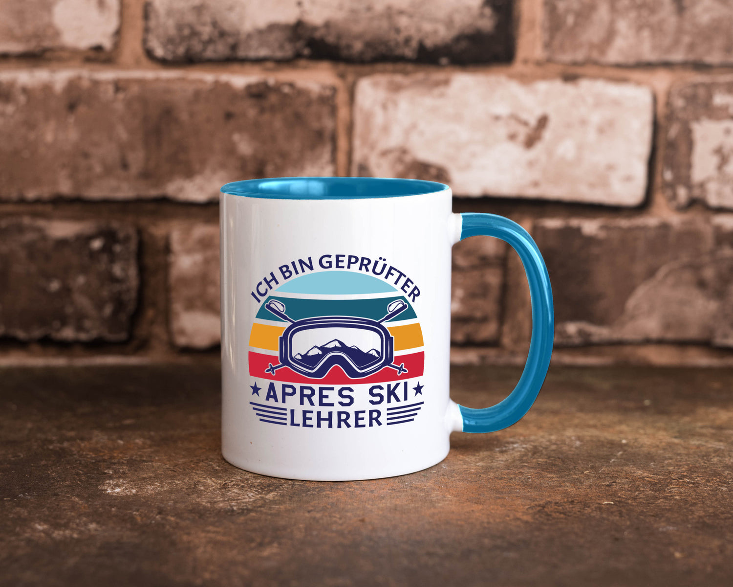Geprüfter Apres Ski Lehrer | Ski-Brille Berge Ski-Stöck lustig Humor
