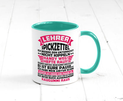Lehrer Spickzettel | Beruf Tasse lustiger Spruch vl8 Geschenkidee Arbeit