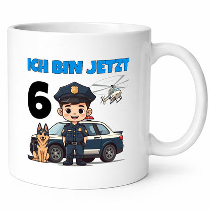 6. Geburtstag | 6 Jahre Polizei Kind Polizeiauto Humor Geschenkidee Tasse
