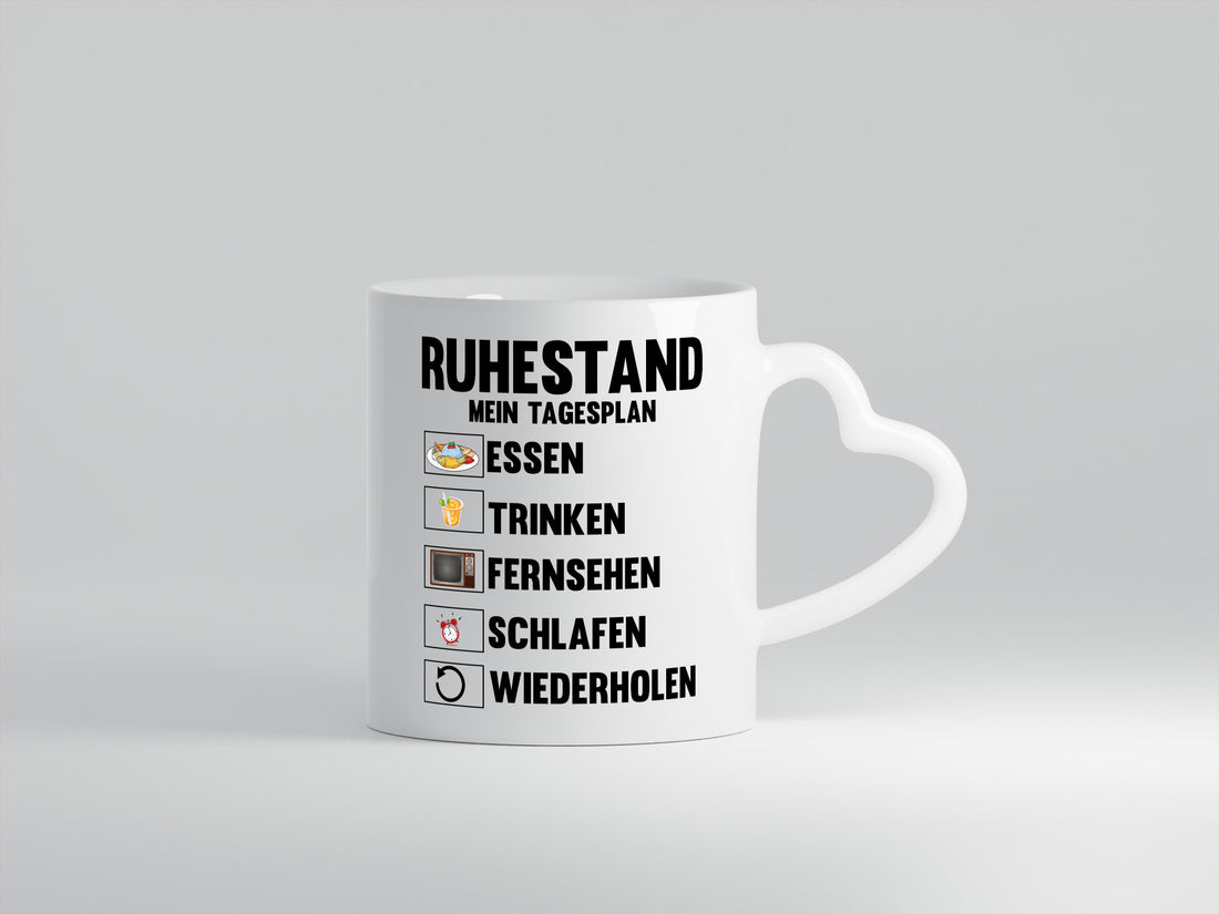 Ruhestand mein Tagesplan | Rentner Geschenkidee Jubiläum Humor Tasse