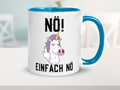 Einfach Nö | Keinen Bock Einhorn Mittelfinger Comic Geschenkidee Humor Tasse